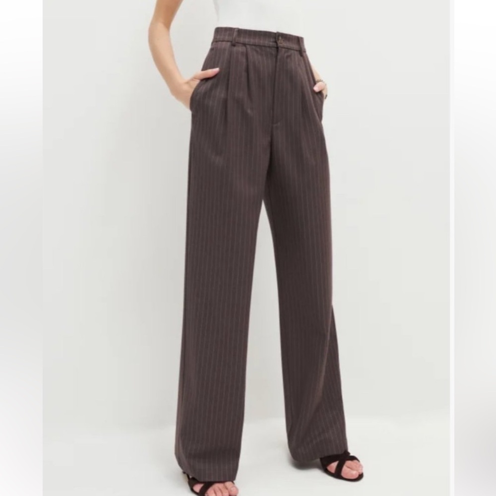 Reformation Mason Pant - Chocolate Stripe